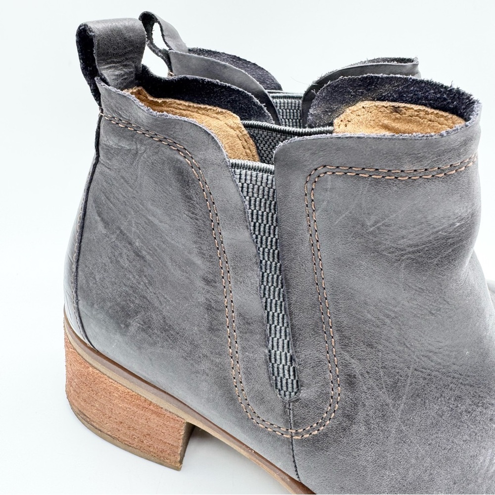 KORKS by Kork-Ease Tea Chelsea Booties Dark Grey Stacked Heel Minimalist‎ Office - Picture 2 of 11